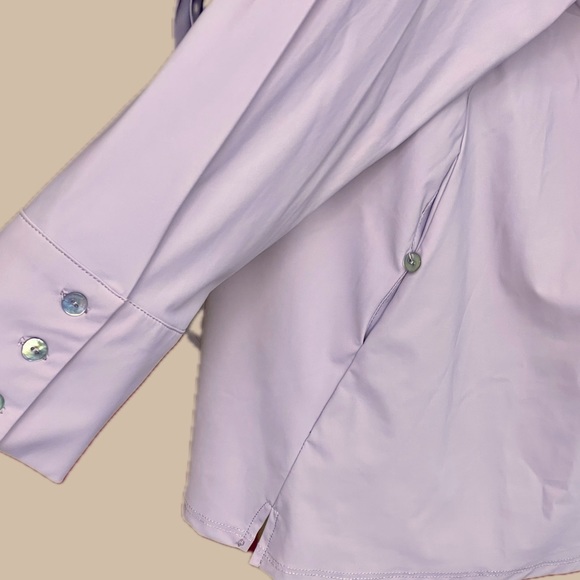 Marla Wynne Stretch Tech Dusty Lavender Pocket Tunic Top Size 3X - Picture 5 of 7